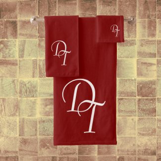 Monogrammed -  Maroon bath towel set