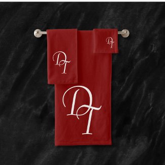 Monogrammed -  Maroon bath towel set
