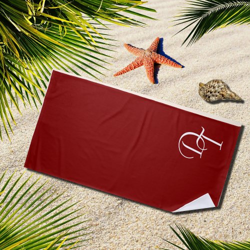 Monogrammed _  Maroon  Beach Towel