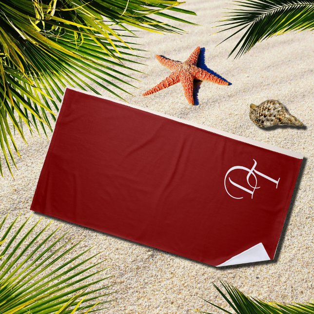 Monogrammed -  Maroon  Beach Towel (Creator Uploaded)