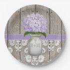 Monogrammed Mason Jar Purple Hydrangea Wedding