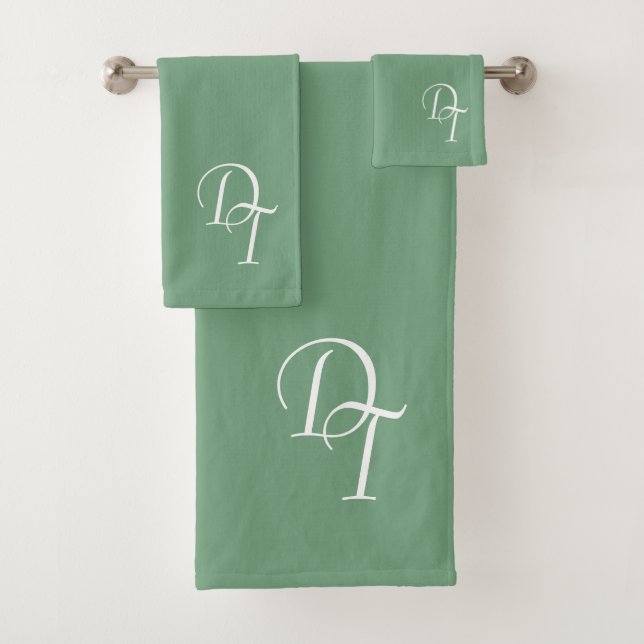 Monogrammed Matcha color Bath Towel Set (Insitu)