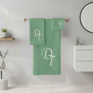 Monogrammed Matcha color Bath Towel Set