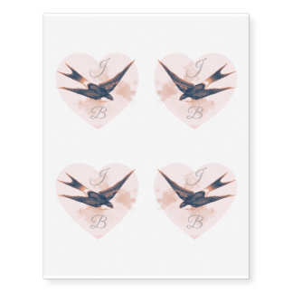 Monogrammed Matching Valentine Temporary Tattoos