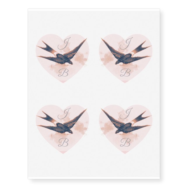 Monogrammed Matching Valentine Temporary Tattoos (Front)