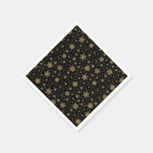 Monogrammed Merry Christmas Golden Snowflakes Napkins