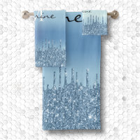Monogrammed Metallic Ice Blue Dripping Glitter