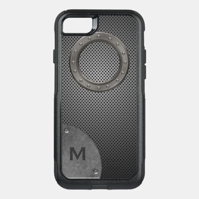 Monogrammed Metallic Look iPhone X Otterbox Case (Back)