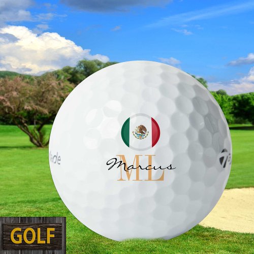 Monogrammed Mexican Flag  Mexico Golf Balls