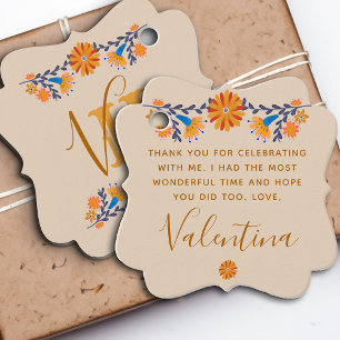 Monogrammed Mexican Floral Western Boho Favor Tags