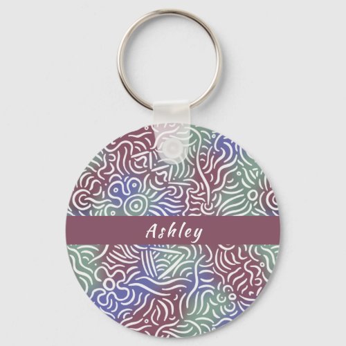 Monogrammed Minimal Line Art Colorful Keychain