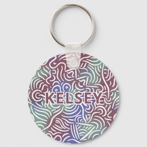 Monogrammed Minimal Line Art Colorful Keychain