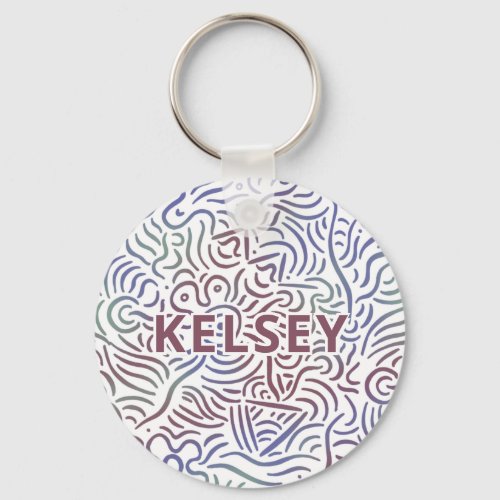 Monogrammed Minimal Line Art Colorful Keychain