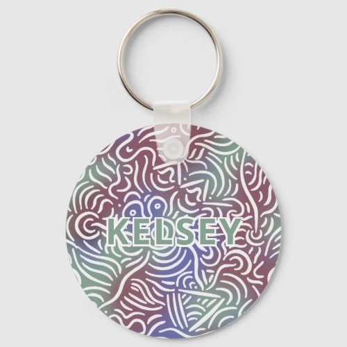 Monogrammed Minimal Line Art Colorful Keychain