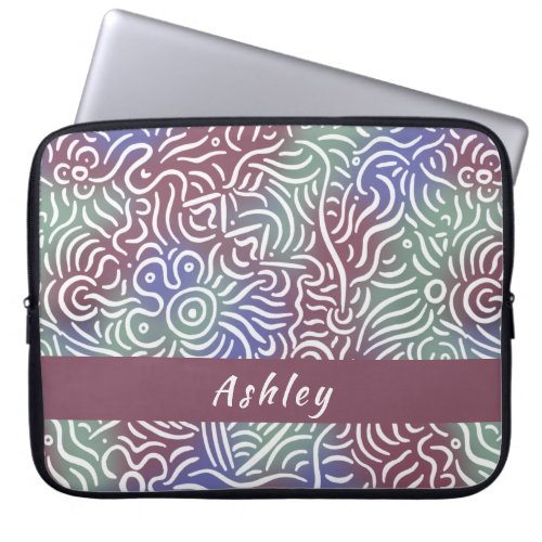 Monogrammed Minimal Line Art Colorful Laptop Sleev Laptop Sleeve