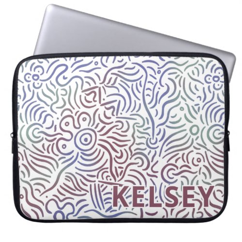 Monogrammed Minimal Line Art Colorful Laptop Sleev Laptop Sleeve