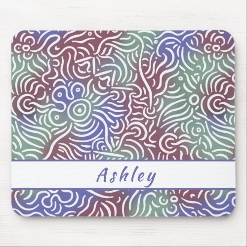 Monogrammed Minimal Line Art Colorful Mouse Pad