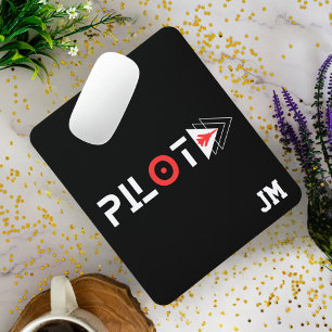 Monogrammed, Minimalist,Custom,Airplane,Pilot Mouse Pad