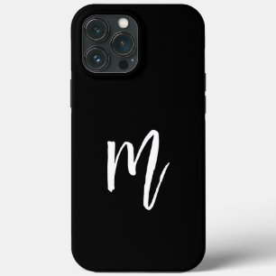 Monogrammed minimalist Initial Black iPhone 13 Pro Max Case