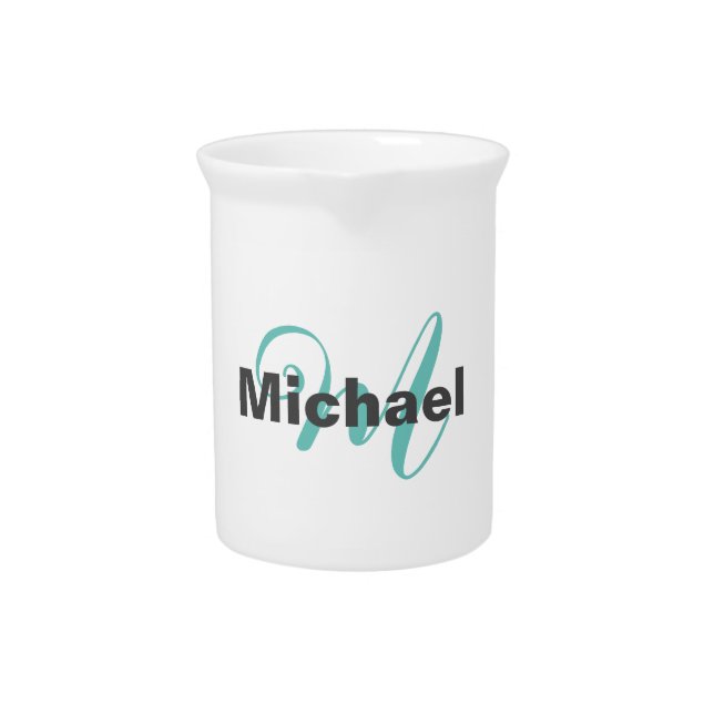 Monogrammed Minimalist Plain Modern Beverage Pitcher (Front)