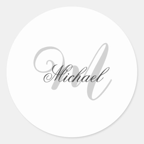 Monogrammed Minimalist Plain Modern Classic Round Sticker