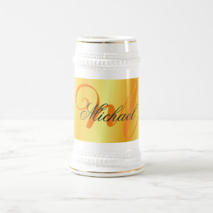 Monogrammed Minimalist Plain Modern Gold Color Beer Stein