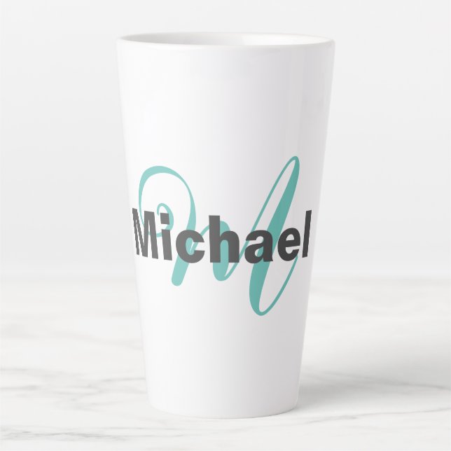 Monogrammed Minimalist Plain Modern Latte Mug (Front)