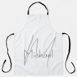 Monogrammed Minimalist Plain Modern Name Apron