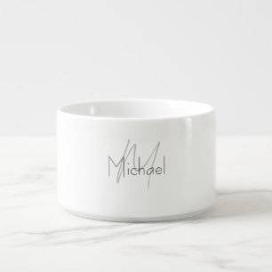 Monogrammed Minimalist Plain Modern Name Bowl