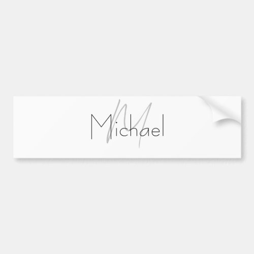 Monogrammed Minimalist Plain Modern Name Bumper Sticker