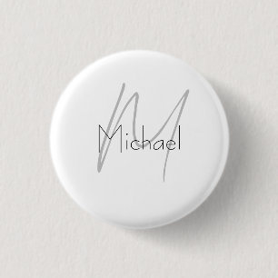 Monogrammed Minimalist Plain Modern Name Button