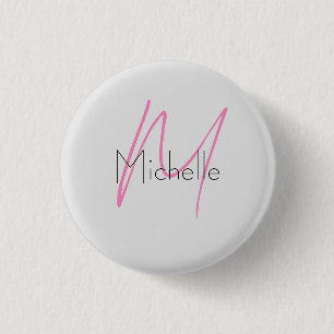 Monogrammed Minimalist Plain Modern Name Button