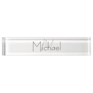 Monogrammed Minimalist Plain Modern Name Desk Name Plate