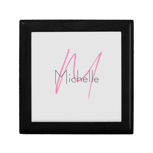 Monogrammed Minimalist Plain Modern Name Gift Box (Front)