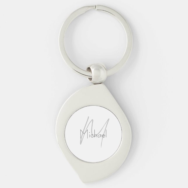 Monogrammed Minimalist Plain Modern Name Keychain (Front)