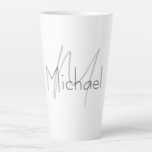Monogrammed Minimalist Plain Modern Name Latte Mug