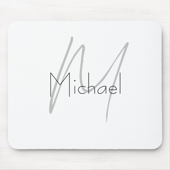 Monogrammed Minimalist Plain Modern Name Mouse Pad (Front)