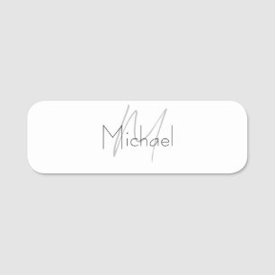 Monogrammed Minimalist Plain Modern Name Name Tag