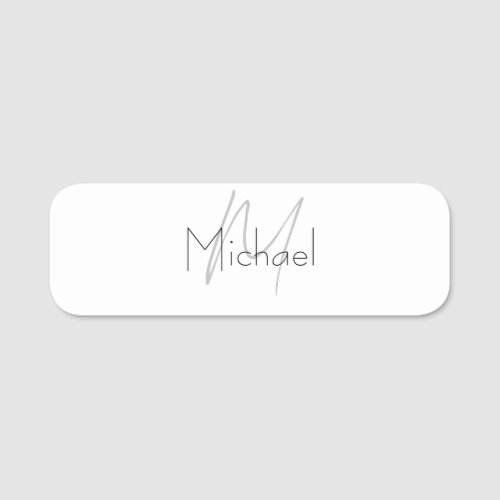 Monogrammed Minimalist Plain Modern Name Name Tag
