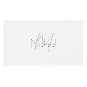 Monogrammed Minimalist Plain Modern Name Name Tag