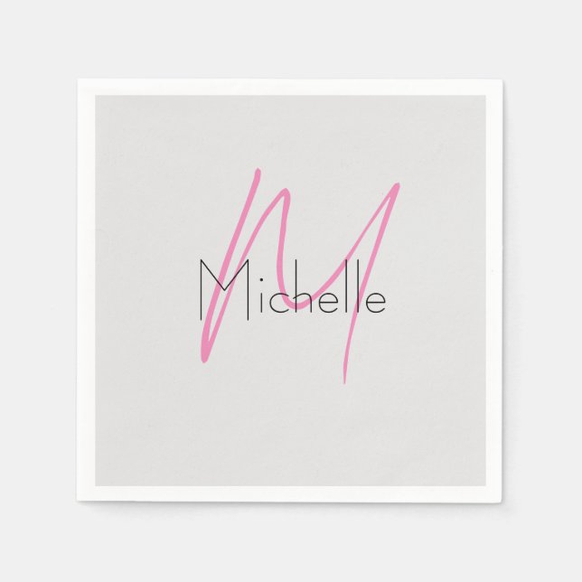 Monogrammed Minimalist Plain Modern Name Napkins (Front)