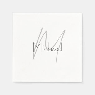 Monogrammed Minimalist Plain Modern Name Napkins
