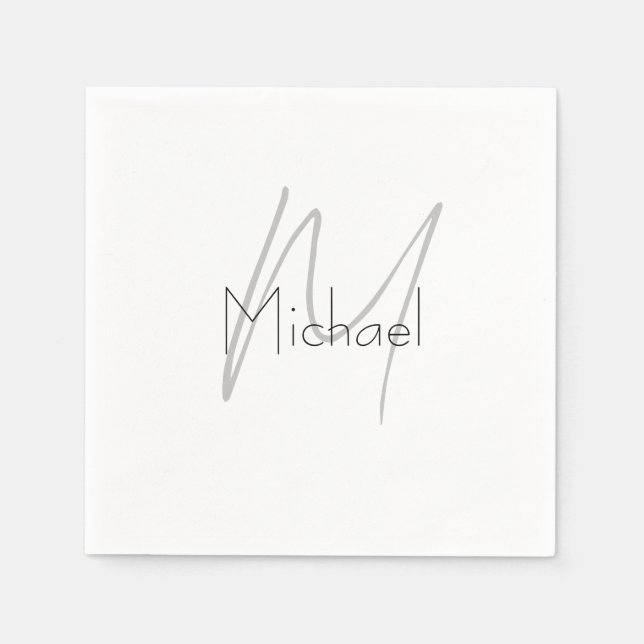 Monogrammed Minimalist Plain Modern Name Napkins (Front)