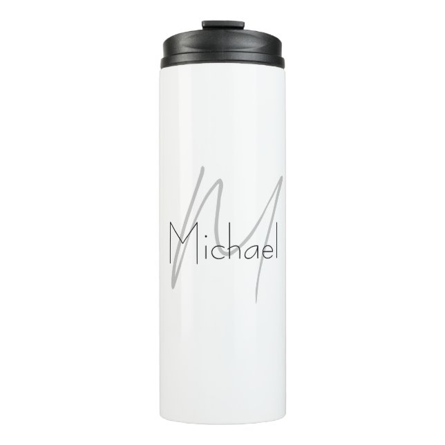 Monogrammed Minimalist Plain Modern Name Thermal Tumbler (Front)