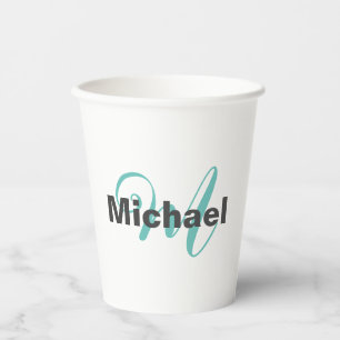 Monogrammed Minimalist Plain Modern Paper Cups