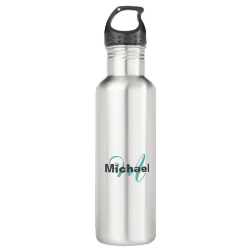 Monogrammed Minimalist Plain Modern Stainless Steel Water Bottle