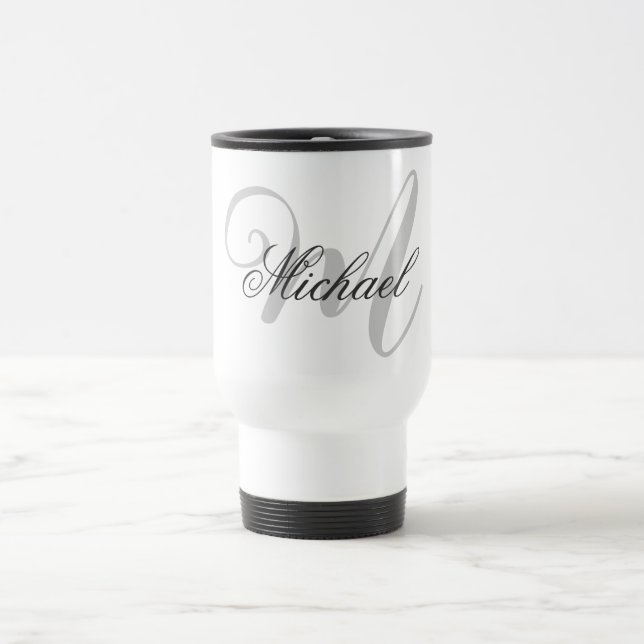 Monogrammed Minimalist Plain Modern  Travel Mug (Center)