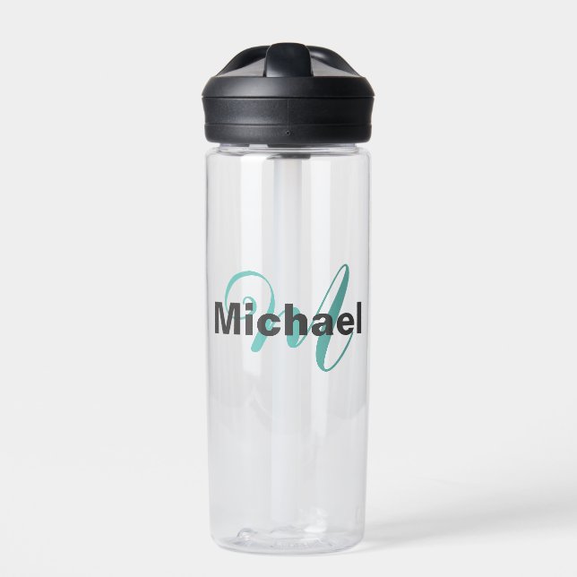 Monogrammed Minimalist Plain Modern Water Bottle (Front)