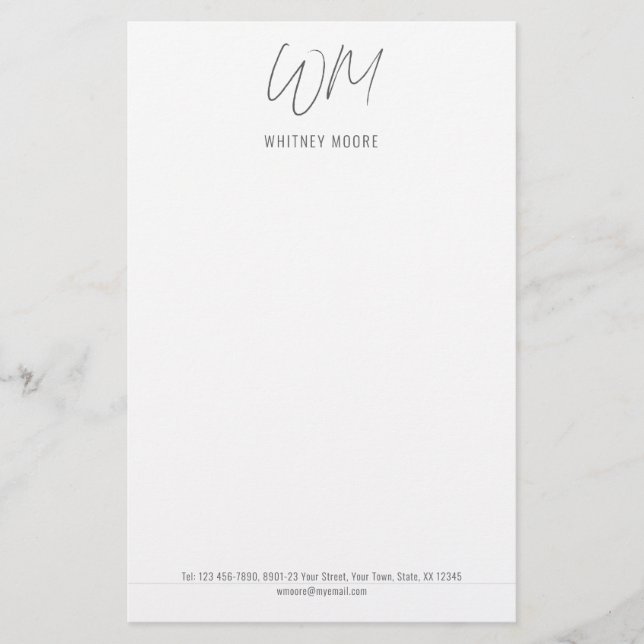 Monogrammed, Minimalist Stationery (Front)