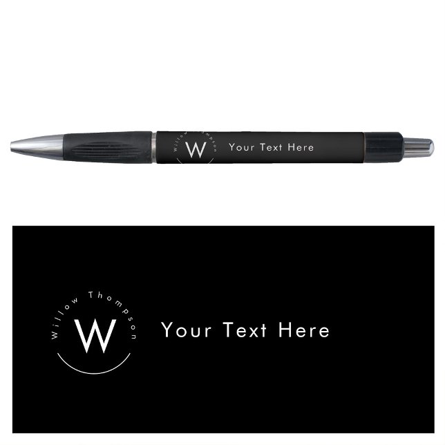 Monogrammed Minimalistic Modern Black Pen (Monogrammed Minimalistic Modern Black Pen)